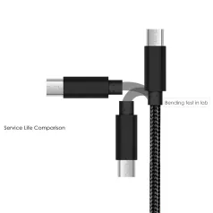   Adat- és Tápkábel, MicroUSB/USB csatlakozó, 1 méter, 2.1A gyorstöltés, textil bevonat, fekete