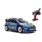 XKS Távirányítós Rally autó, 2,4 GHz-es rádióvezérlésű, 1:28 arány, 4WD, 30km+/h, LED világítással, 14 év feletti gyermekek számára, Kék/Fehér/Piros