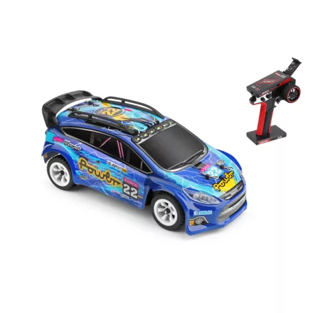 XKS Távirányítós Rally autó, 2,4 GHz-es rádióvezérlésű, 1:28 arány, 4WD, 30km+/h, LED világítással, 14 év feletti gyermekek számára, Kék/Fehér/Piros