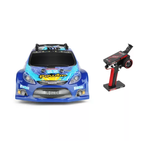 XKS Távirányítós Rally autó, 2,4 GHz-es rádióvezérlésű, 1:28 arány, 4WD, 30km+/h, LED világítással, 14 év feletti gyermekek számára, Kék/Fehér/Piros