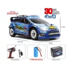 XKS Távirányítós Rally autó, 2,4 GHz-es rádióvezérlésű, 1:28 arány, 4WD, 30km+/h, LED világítással, 14 év feletti gyermekek számára, Kék/Fehér/Piros