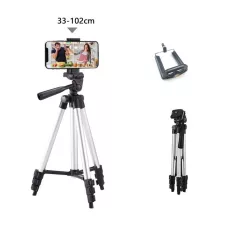   Tripod állvány, fényképezőgéphez és okostelefonhoz, állítható magasság, ezüst
