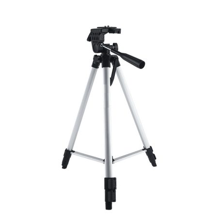 Tripod Állvány Fényképezőgéphez/Okostelefonhoz, 330A, akár 135cm, vízszintmérővel, ezüst