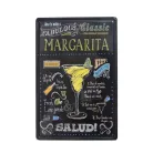 Vintage Dekor Fémtábla, dombornyomott 'MARGARITA' felirat, retro hangulatú kialakítás, 20x30cm, sötét háttér