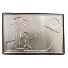 Vintage Dekor Fémtábla, dombornyomott, 'No working during drinking hours!' felirat, retro hangulatú kialakítás, 30x20cm