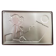   Vintage Dekor Fémtábla, dombornyomott, 'No working during drinking hours!' felirat, retro hangulatú kialakítás, 30x20cm