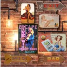 Vintage Dekor Fémtábla, dombornyomott, 'No working during drinking hours!' felirat, retro hangulatú kialakítás, 30x20cm