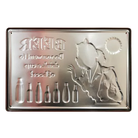 Vintage Dekor Fémtábla, dombornyomott 'Do you want to drink a cup of beer?' felirat, retro hangulatú kialakítás, 30x20cm