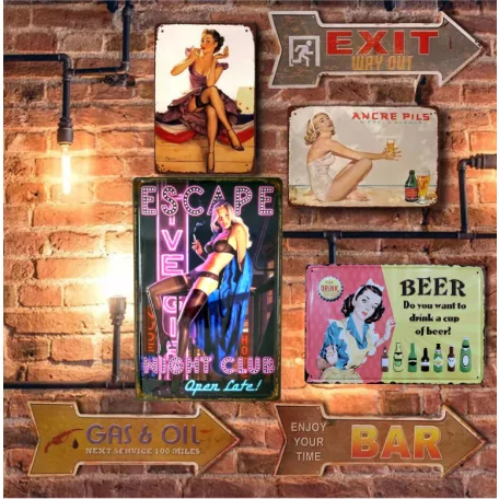 Vintage Dekor Fémtábla, dombornyomott 'Do you want to drink a cup of beer?' felirat, retro hangulatú kialakítás, 30x20cm