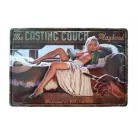 Vintage Dekor Fémtábla, dombornyomott, 'CASTING COUCH' felirat, retro hangulatú kialakítás, 30x20cm
