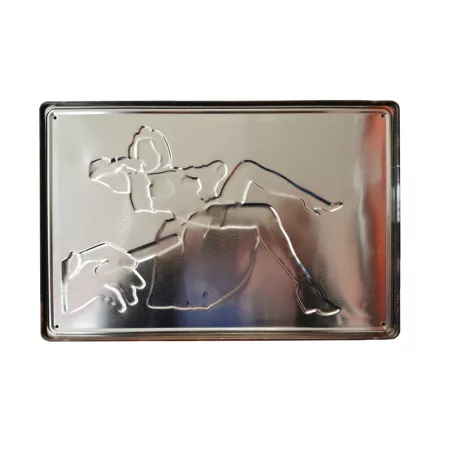 Vintage Dekor Fémtábla, dombornyomott, 'CASTING COUCH' felirat, retro hangulatú kialakítás, 30x20cm