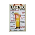 Vintage Dekor Fémtábla, dombornyomott 'BEER' felirat, retro hangulatú kialakítás, egy korsó sör rendelése 21 nyelven, 20x30cm