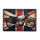 Vintage Dekor Fémtábla, dombornyomott, 'Best of British' felirat és BSA Gold Star Motorkerékpár, retro hangulatú kialakítás, 30x20cm