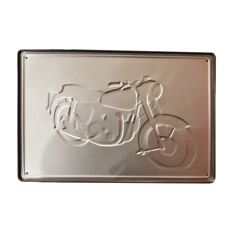 Vintage Dekor Fémtábla, dombornyomott, 'Best of British' felirat és BSA Gold Star Motorkerékpár, retro hangulatú kialakítás, 30x20cm