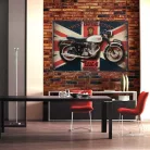 Vintage Dekor Fémtábla, dombornyomott, 'Best of British' felirat és BSA Gold Star Motorkerékpár, retro hangulatú kialakítás, 30x20cm