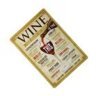 Vintage Dekor Fémtábla, dombornyomott, 'WINE' felirat, retro hangulatú kialakítás, 20x30cm
