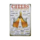 Vintage Dekor Fémtábla, dombornyomott 'CHEERS' felirat, retro hangulatú kialakítás, 'Egészségedre!' 29 nyelven, 20x30cm