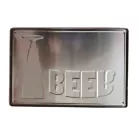 Vintage Dekor Fémtábla, dombornyomott 'BEER' felirat, retro hangulatú kialakítás, 30x20cm, fa mintás háttér