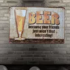 Vintage Dekor Fémtábla, dombornyomott 'BEER' felirat, retro hangulatú kialakítás, 30x20cm, fa mintás háttér