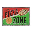 Vintage Dekor Fémtábla, dombornyomott, 'PIZZA ZONE' felirat, retro hangulatú kialakítás, 30x20cm