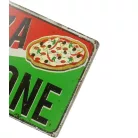 Vintage Dekor Fémtábla, dombornyomott, 'PIZZA ZONE' felirat, retro hangulatú kialakítás, 30x20cm