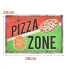 Vintage Dekor Fémtábla, dombornyomott, 'PIZZA ZONE' felirat, retro hangulatú kialakítás, 30x20cm