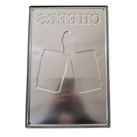 Vintage Dekor Fémtábla, dombornyomott 'CHEERS' felirat, retro hangulatú kialakítás, 'Egészségedre!' 29 nyelven, 20x30cm