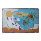 Vintage Dekor Fémtábla, dombornyomott 'DREAM LAND' felirat, retro hangulatú kialakítás, 30x20cm