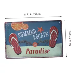   Vintage Dekor Fémtábla, dombornyomott 'SUMMER ESCAPE' felirat, retro hangulatú kialakítás, 30x20cm