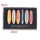 Vintage Dekor Fémtábla, dombornyomott szörf deszkák, retro hangulatú kialakítás, 30x20cm