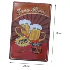 Vintage Dekor Fémtábla, dombornyomott 'Free BEER' felirat, retro hangulatú kialakítás, 20x30cm