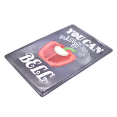   Vintage Dekor Fémtábla, dombornyomott 'You can ring my bell' felirat, retro hangulatú kialakítás, 20x30cm