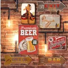 Vintage Dekor Fémtábla, dombornyomott, 'Premium BEER' felirat, retro hangulatú kialakítás, 20x30cm