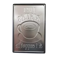   Vintage Dekor Fémtábla, dombornyomott 'I like Big Cups' felirat, retro hangulatú kialakítás, 20x30cm, fekete háttér