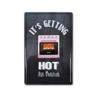 Vintage Dekor Fémtábla, dombornyomott, 'It's getting hot in here' felirat, retro hangulatú kialakítás, 20x30cm