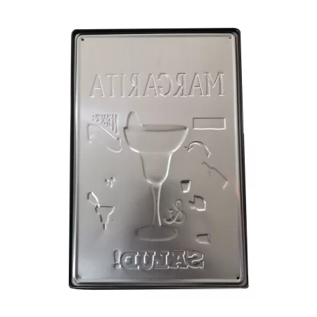 Vintage Dekor Fémtábla, dombornyomott 'MARGARITA' felirat, retro hangulatú kialakítás, 20x30cm, sötét háttér