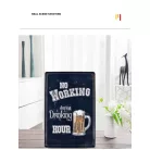 Vintage Dekor Fémtábla, dombornyomott, 'No Working during Drinking HOUR' felirat, retro hangulatú kialakítás, 20x30cm, vintage fekete háttér