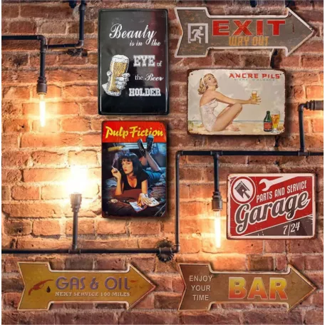 Vintage Dekor Fémtábla, dombornyomott, 'Beauty is in the EYE of the Beer holder' felirat, retro hangulatú kialakítás, 20x30cm, vintage fekete háttér