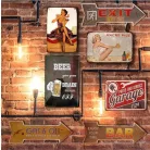 Vintage Dekor Fémtábla, dombornyomott, 'BEER give your BRAIN the night off' felirat, retro hangulatú kialakítás, 20x30cm, vintage fekete háttér