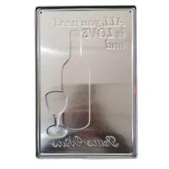   Vintage Dekor Fémtábla, dombornyomott 'ALL you need is LOVE and Home Wine' felirat, retro hangulatú kialakítás, 20x30cm