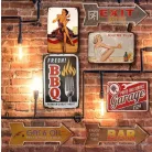 Vintage Dekor Fémtábla, dombornyomott, 'FRESH! BBQ' felirat, retro hangulatú kialakítás, 20x30cm