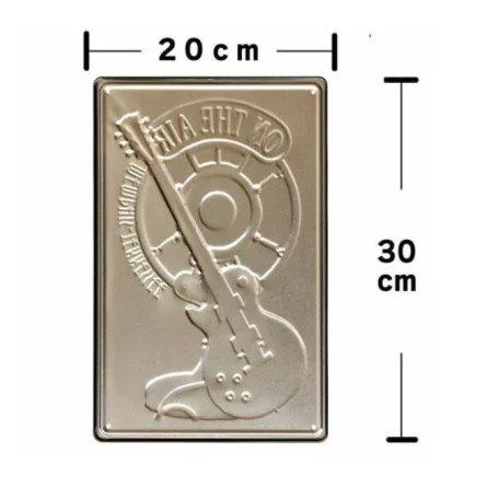 Vintage Dekor Fémtábla, dombornyomott 'ON THE AIR MEMPHIS-TENNESSEE' felirat, retro hangulatú kialakítás, 20x30cm