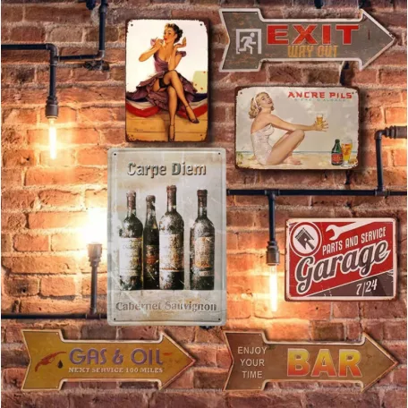 Vintage Dekor Fémtábla, dombornyomott, 'Carpe Diem Cabernet Savignon' felirat, retro hangulatú kialakítás, 20x30cm