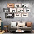 Vintage Dekor Fémtábla, dombornyomott, bárány felépítését ábrázoló retro hangulatú kialakítás, 30x20cm, vintage fekete háttér