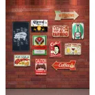 Vintage Dekor Fémtábla, dombornyomott malac, disznó felépítését ábrázoló retro hangulatú kialakítás, 20x30cm, vintage fekete háttér