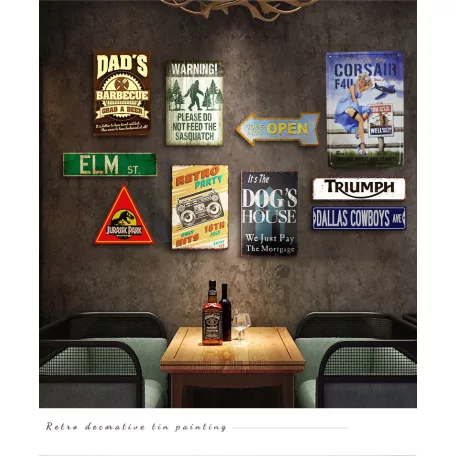 Vintage Dekor Fémtábla, dombornyomott, 'Lady of the Sky' felirat, retro hangulatú kialakítás, 20x30cm