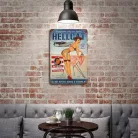 Vintage Dekor Fémtábla, dombornyomott, 'HELLCAT BUY DEFENSE BONDS & STAMPS' felirat, retro hangulatú kialakítás, 20x30cm