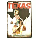 Vintage Dekor Fémtábla, dombornyomott, 'TEXAS' felirat, retro hangulatú kialakítás, 20x30cm