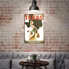 Vintage Dekor Fémtábla, dombornyomott, 'TEXAS' felirat, retro hangulatú kialakítás, 20x30cm