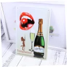 Vintage Dekor Fémtábla, dombornyomott, 'Temptation' felirat és egy üveg Carlo Rossi, retro hangulatú kialakítás, 20x30cm